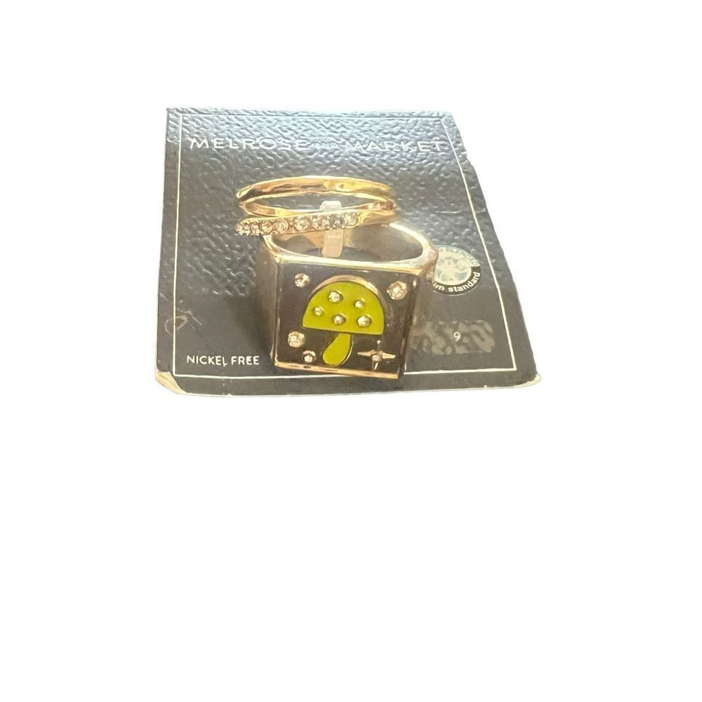 Nordstrom melrose & market 3 set olive gold mushroom nickle free rings 9